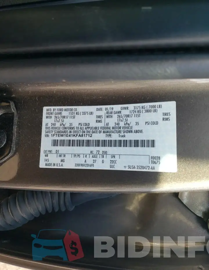 1FTEW1E41KFA81712 Photo# 12