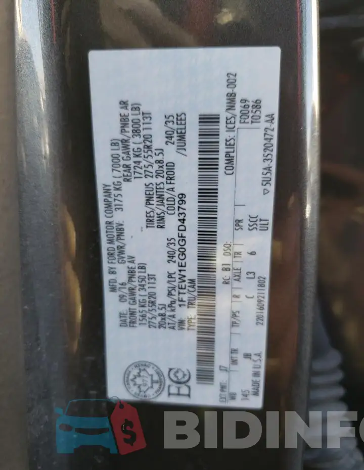1FTEW1EG0GFD43799 Photo# 13