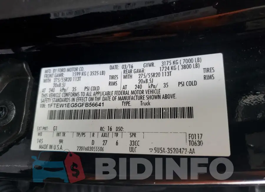 1FTEW1EG5GFB56641 Photo# 13