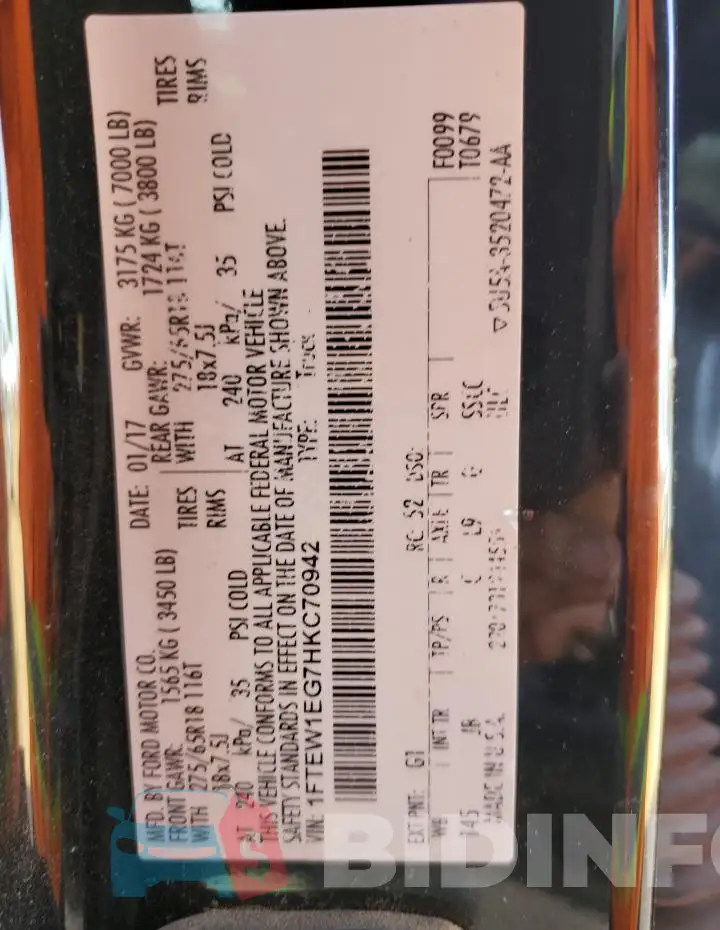 1FTEW1EG7HKC70942 Photo# 12