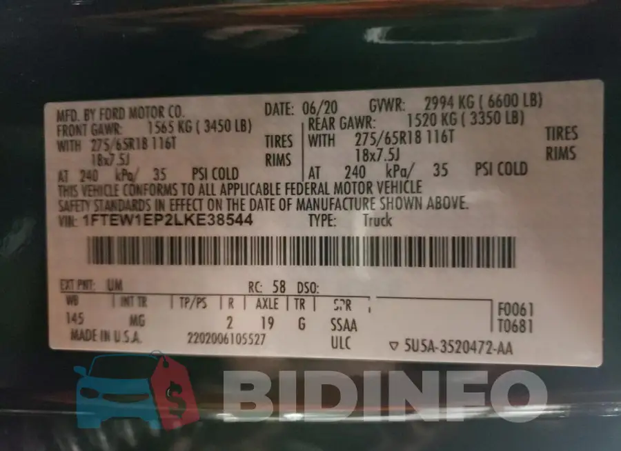 1FTEW1EP2LKE38544 Photo# 12