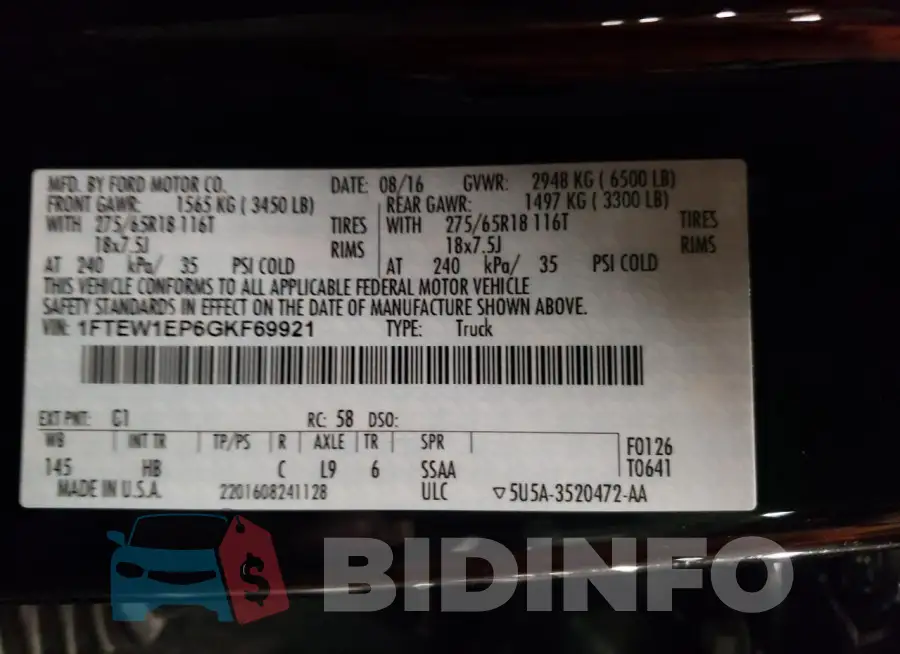 1FTEW1EP6GKF69921 Photo# 12
