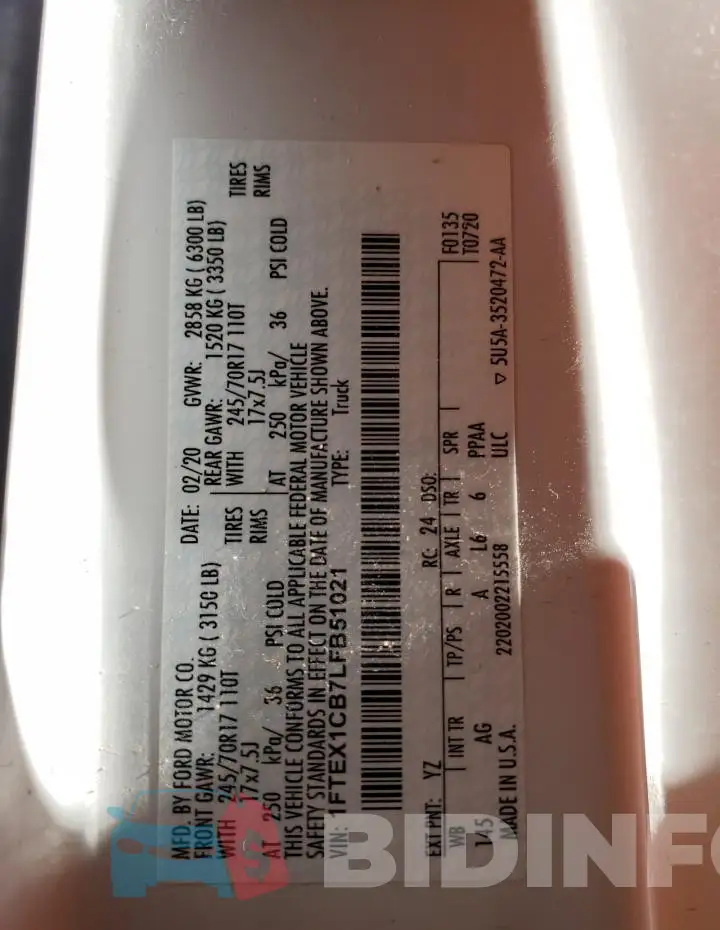 1FTEX1CB7LFB51021 Photo# 12