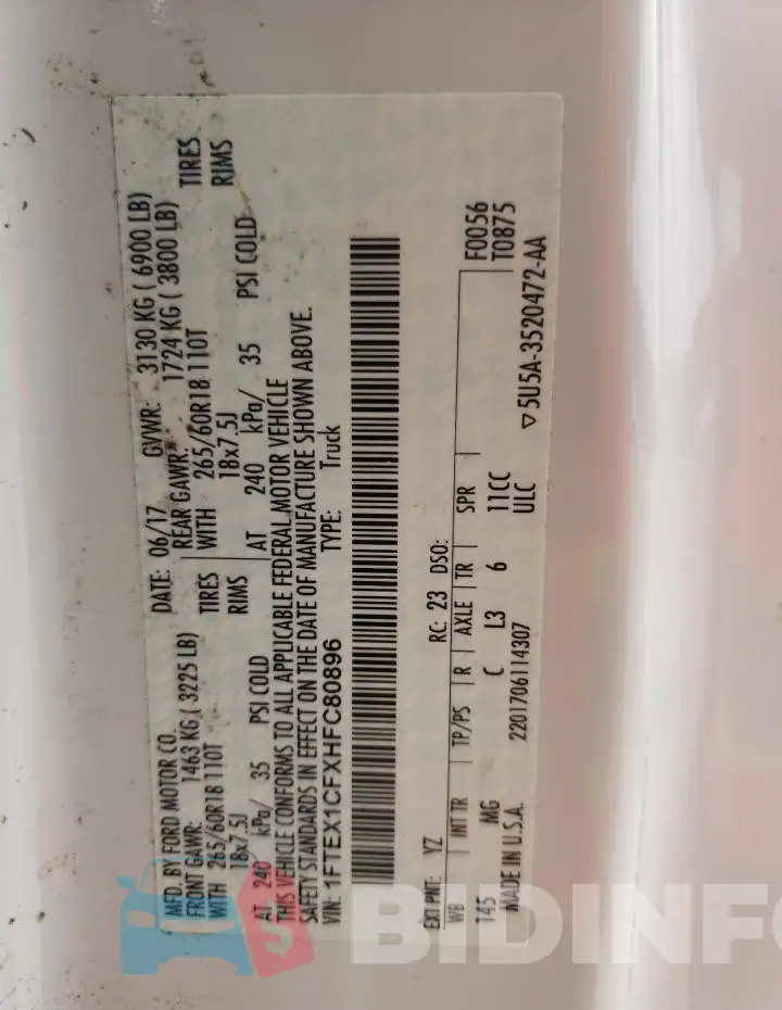 1FTEX1CFXHFC80896 Photo# 12