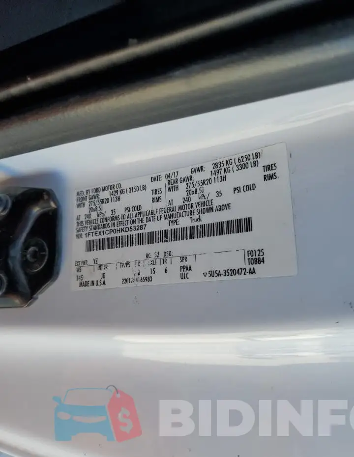 1FTEX1CP0HKD53287 Photo# 12