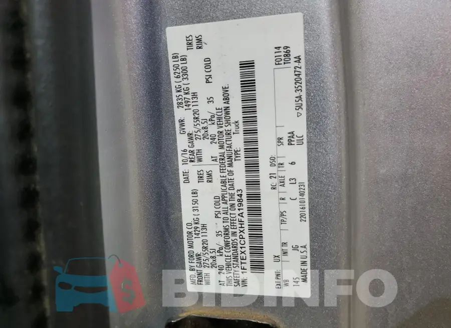 1FTEX1CPXHFA19843 Photo# 12