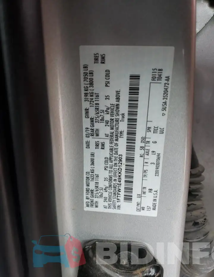1FTFW1E49KKD12903 Photo# 12