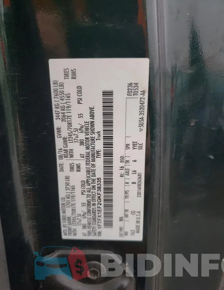 1FTFX1EF2GKF38335 Photo# 12