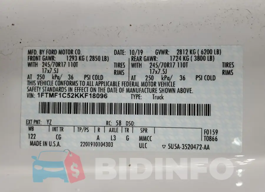 1FTMF1C52KKF18096 Photo# 13