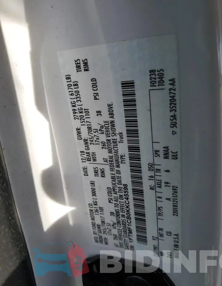 1FTMF1CB0KKC45598 Photo# 12