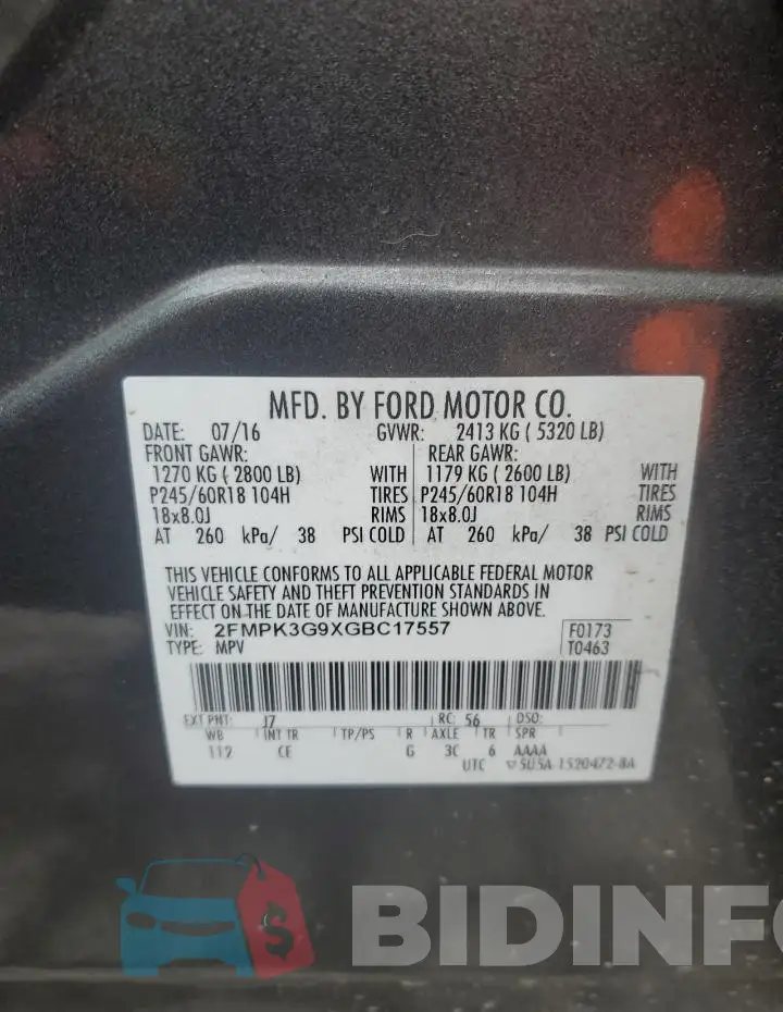 2FMPK3G9XGBC17557 Photo# 13