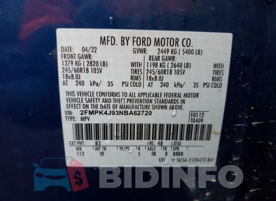 2FMPK4J93NBA62720 Photo# 12