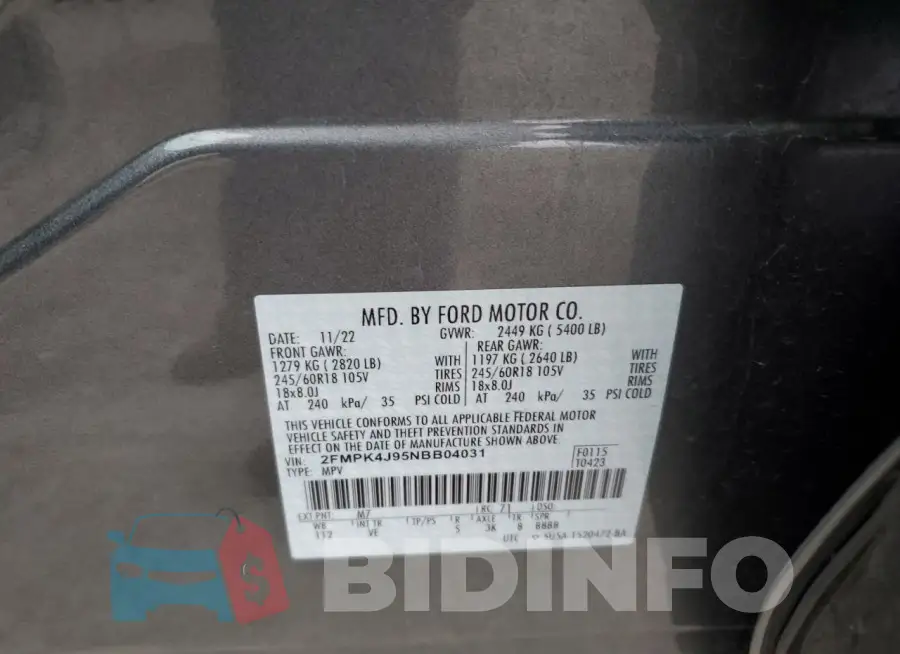 2FMPK4J95NBB04031 Photo# 13