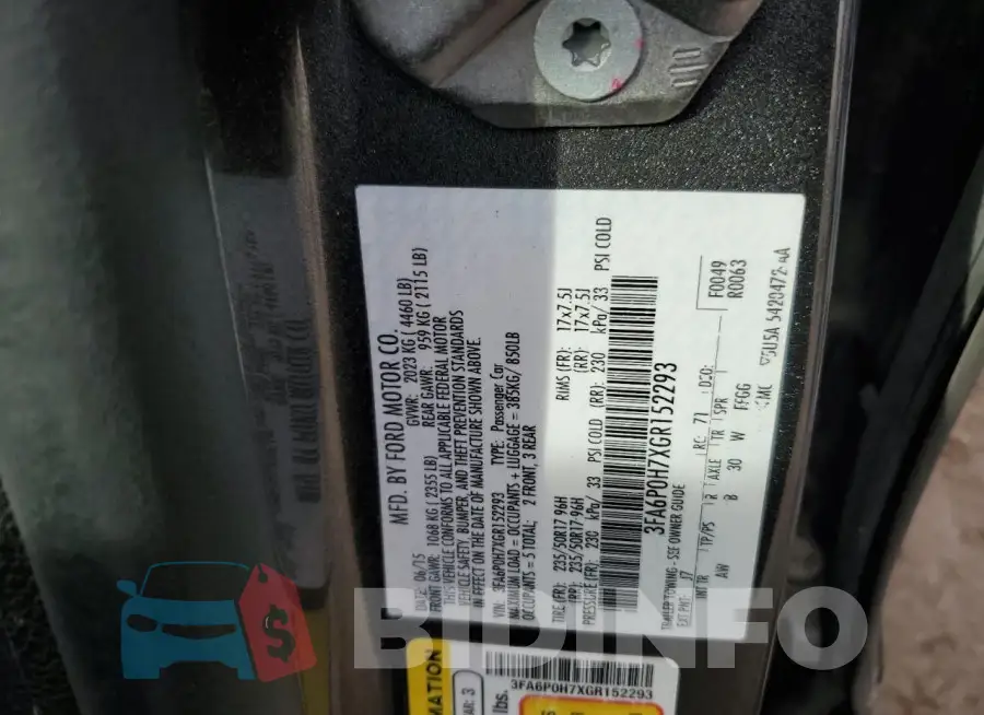 3FA6P0H7XGR152293 Photo# 12