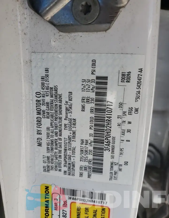 3FA6P0HD2HR410717 Photo# 13