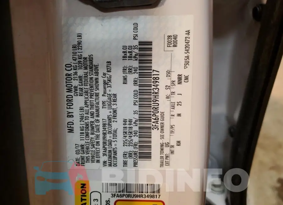 3FA6P0RU9HR349817 Photo# 12