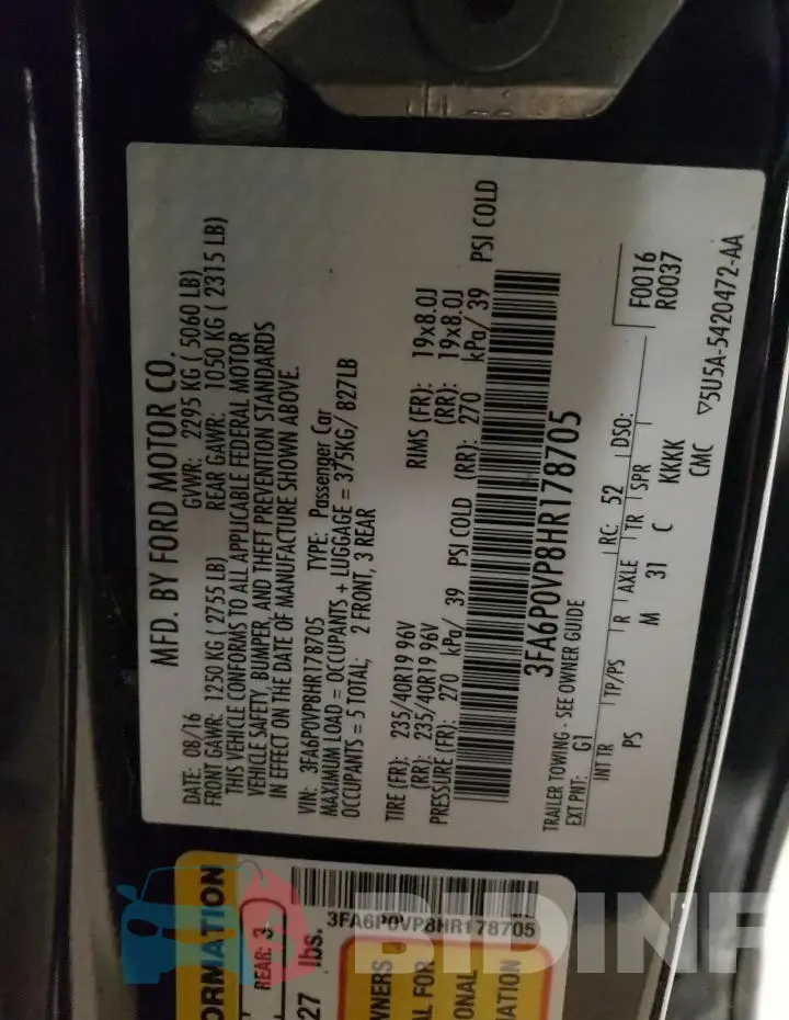 3FA6P0VP8HR178705 Photo# 12