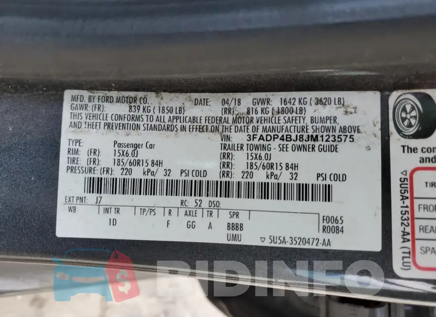 3FADP4BJ8JM123575 Photo# 12