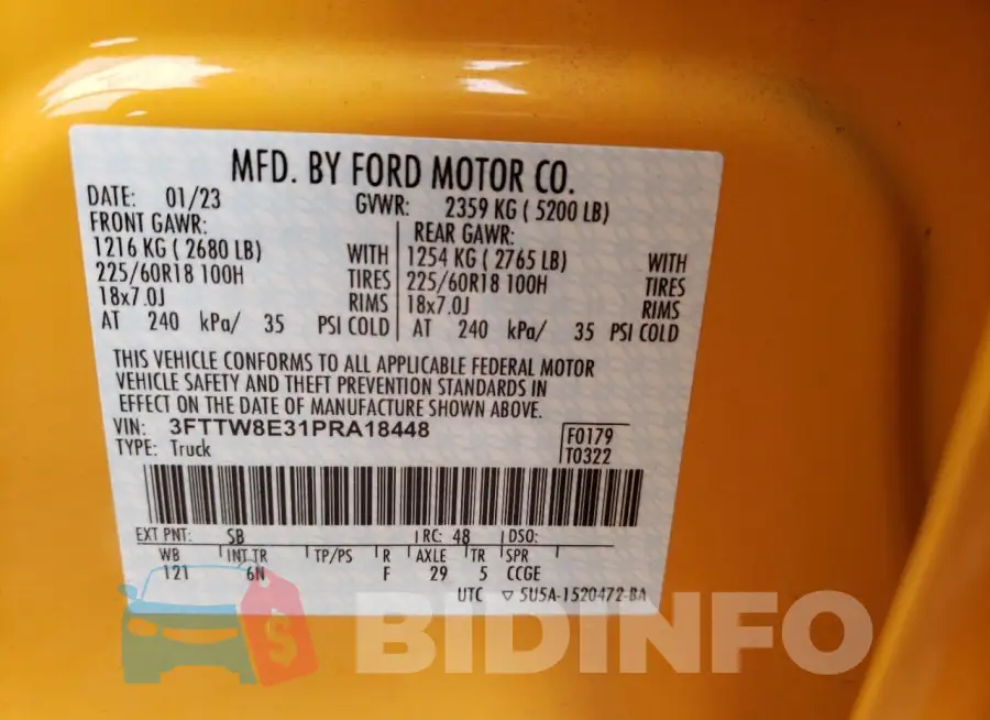 3FTTW8E31PRA18448 Photo# 12