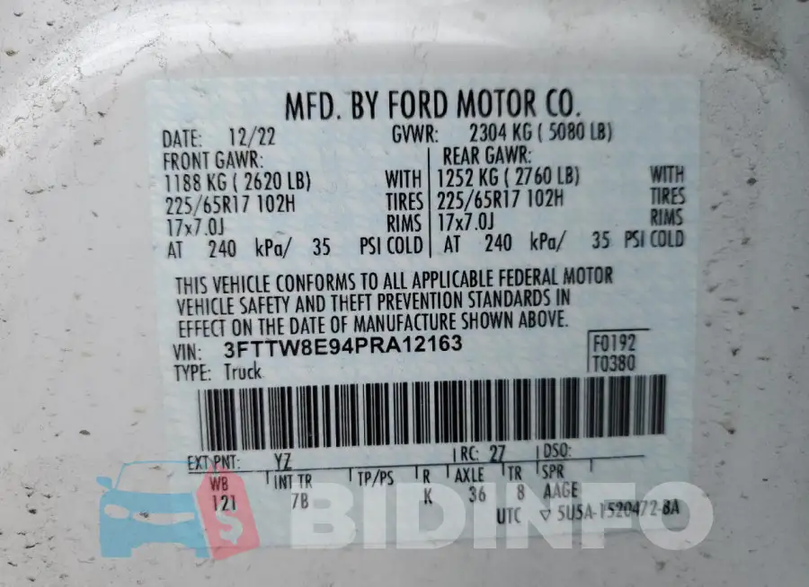 3FTTW8E94PRA12163 Photo# 12