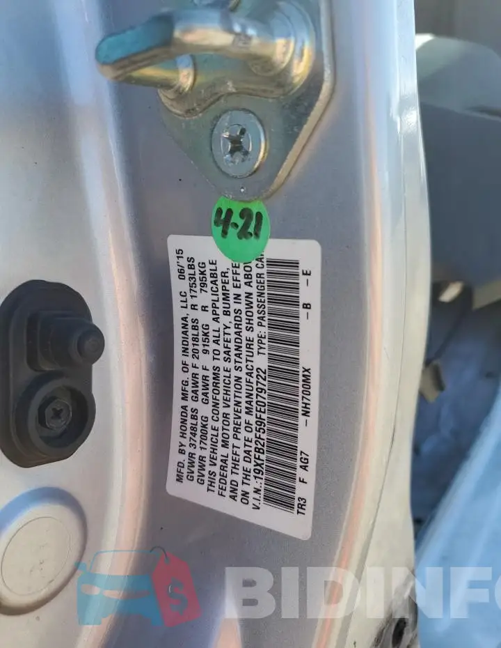 19XFB2F59FE079722 Photo# 13