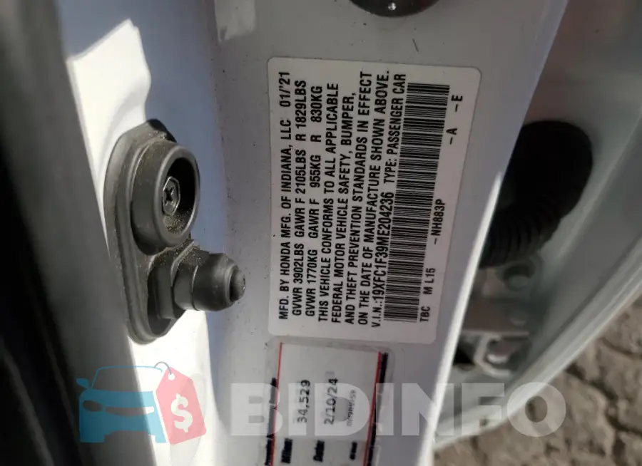 19XFC1F39ME204236 Photo# 12