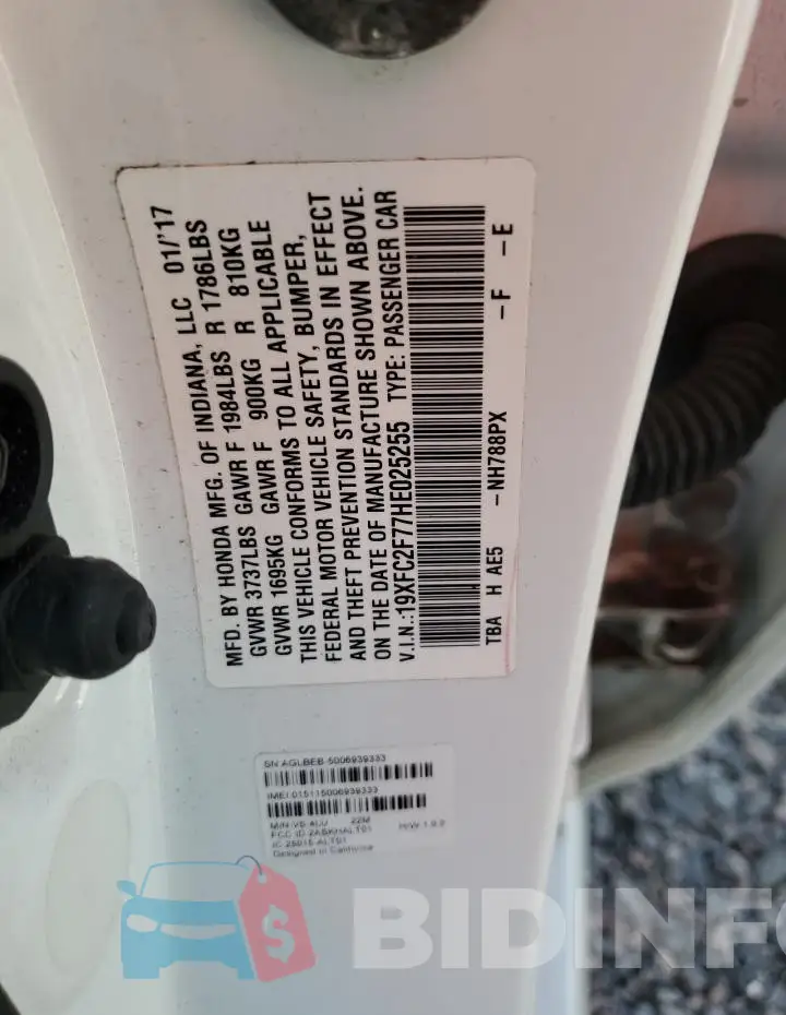 19XFC2F77HE025255 Photo# 12