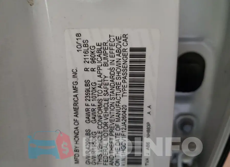 1HGCV1F12JA260420 Photo# 12