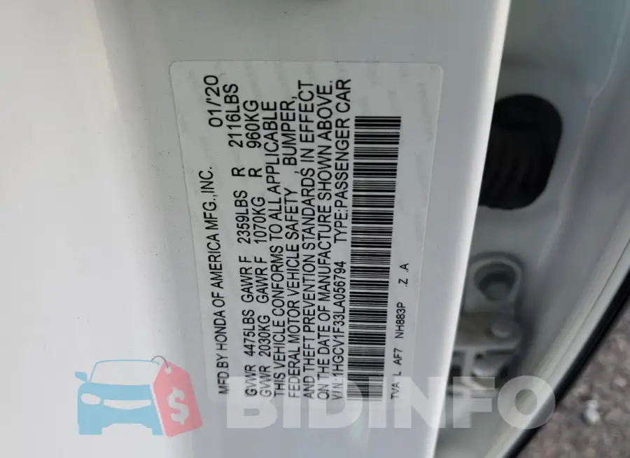 1HGCV1F33LA056794 Photo# 13