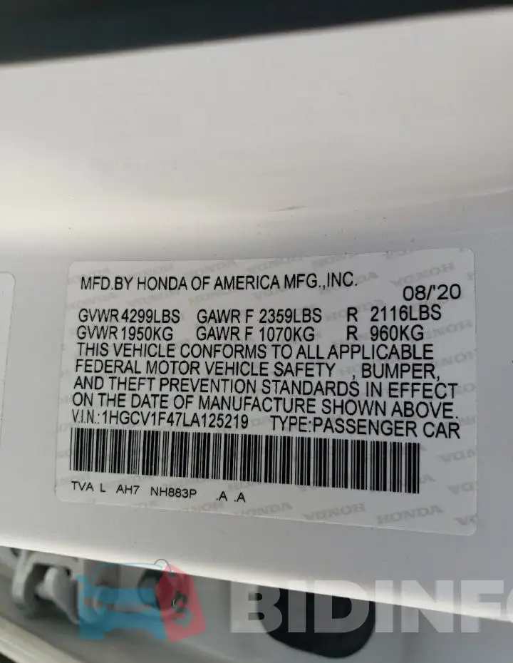 1HGCV1F47LA125219 Photo# 12