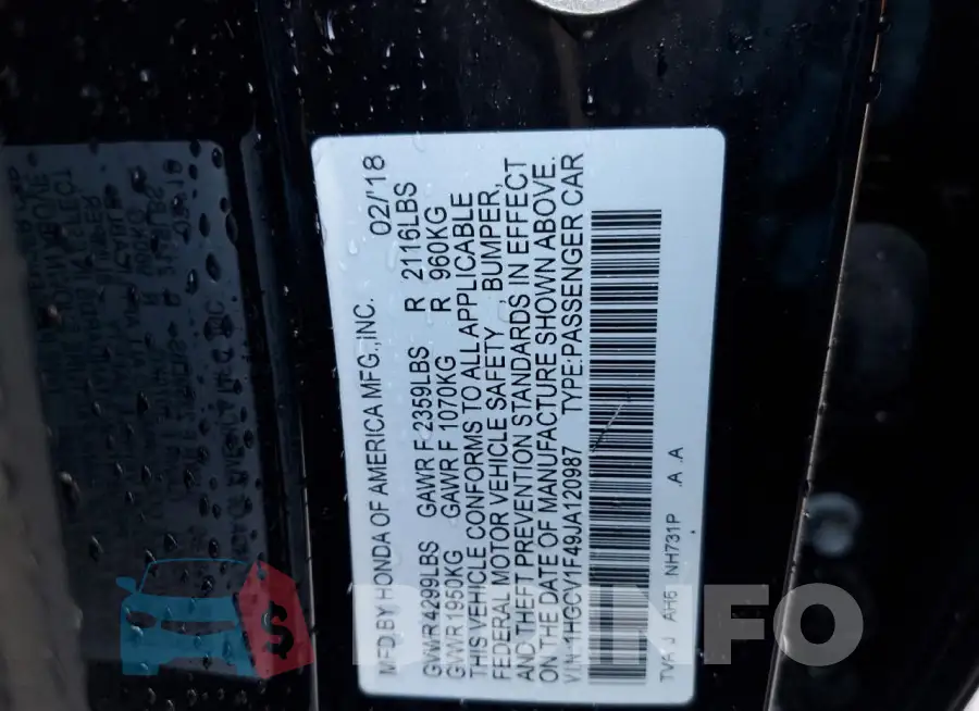 1HGCV1F49JA120987 Photo# 12