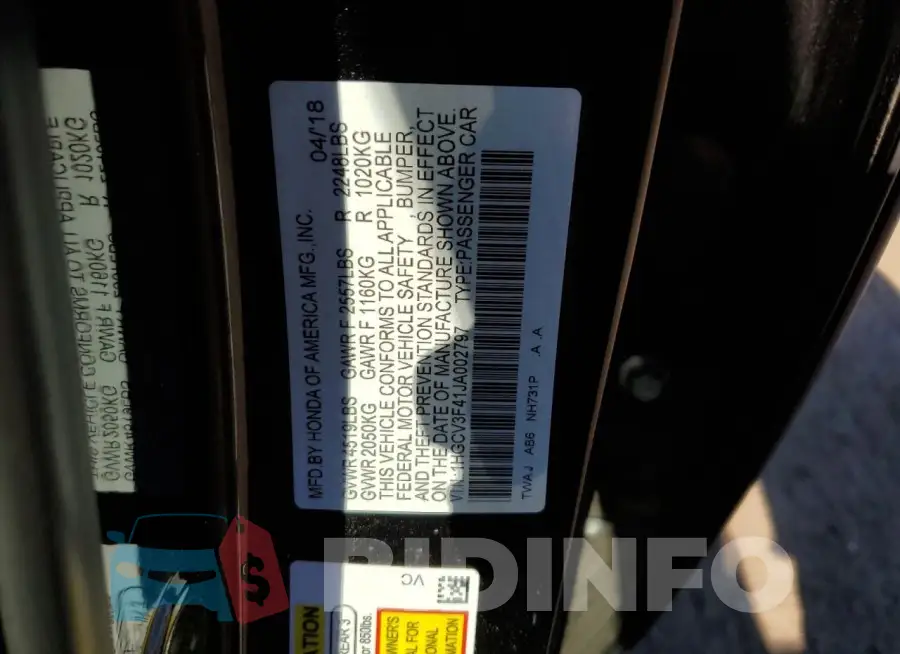 1HGCV3F41JA002797 Photo# 12