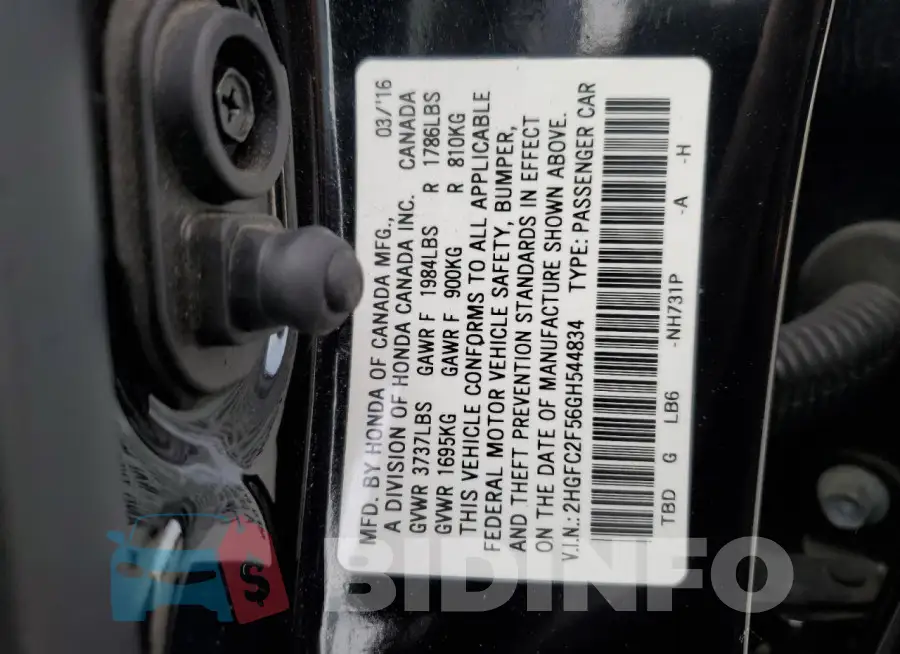 2HGFC2F56GH544834 Photo# 12