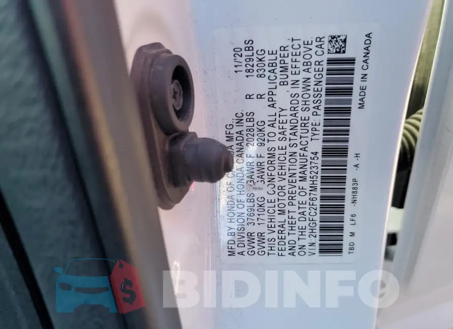2HGFC2F67MH523754 Photo# 12