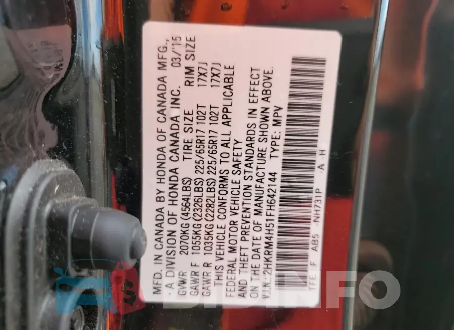 2HKRM4H51FH642144 Photo# 12