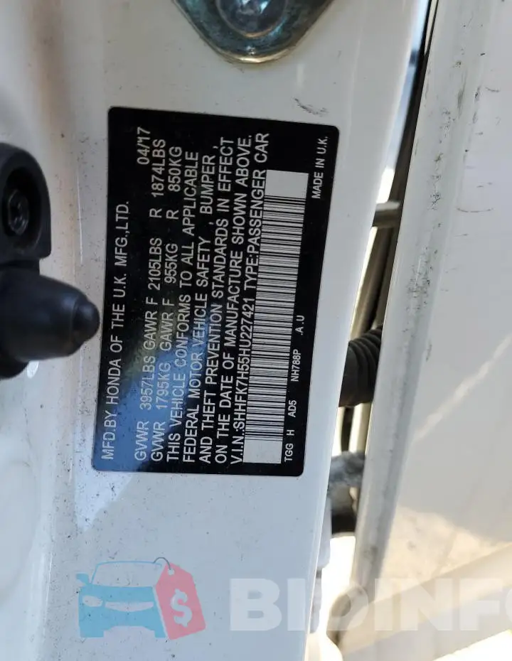 SHHFK7H55HU227421 Photo# 12