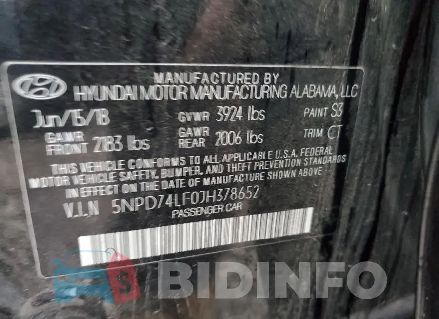 5NPD74LF0JH378652 Photo# 12