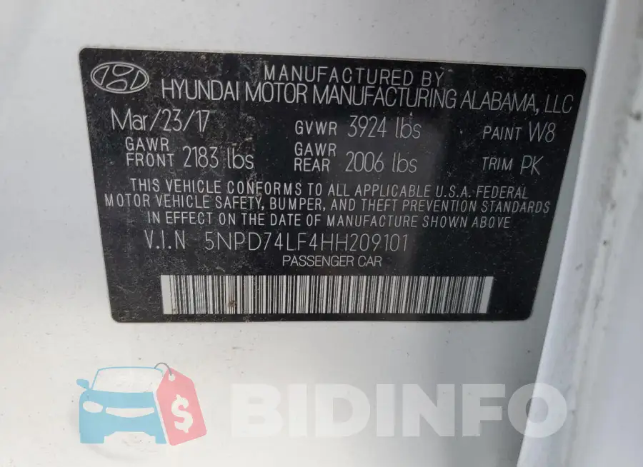 5NPD74LF4HH209101 Photo# 13