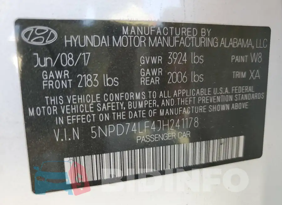 5NPD74LF4JH241178 Photo# 12