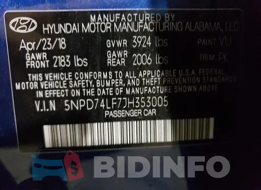 5NPD74LF7JH353005 Photo# 12