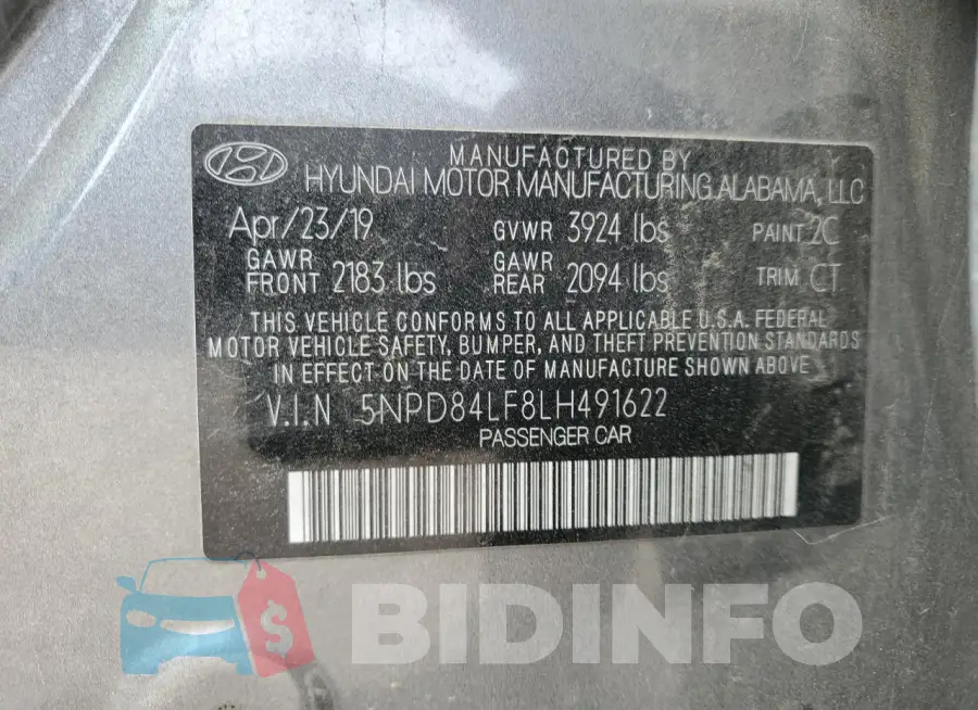 5NPD84LF8LH491622 Photo# 12
