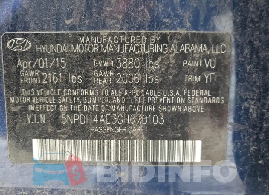 5NPDH4AE3GH670103 Photo# 13