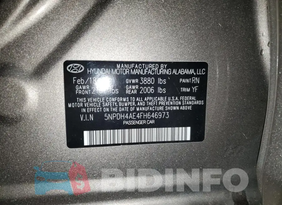 5NPDH4AE4FH646973 Photo# 12