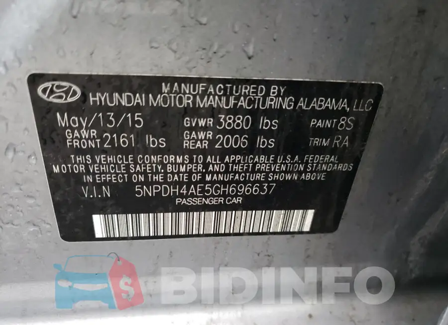 5NPDH4AE5GH696637 Photo# 12