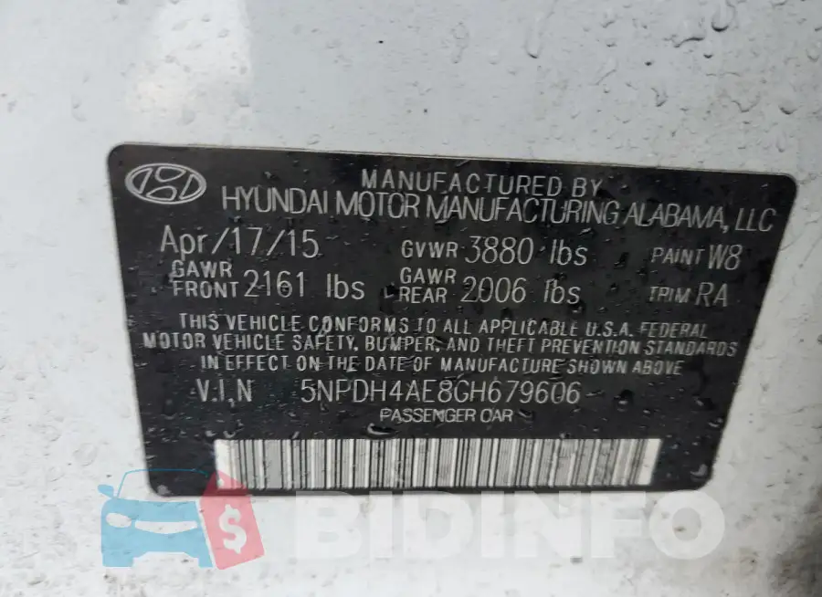 5NPDH4AE8GH679606 Photo# 12
