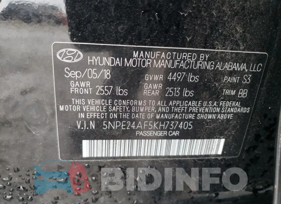 5NPE24AF5KH737405 Photo# 13
