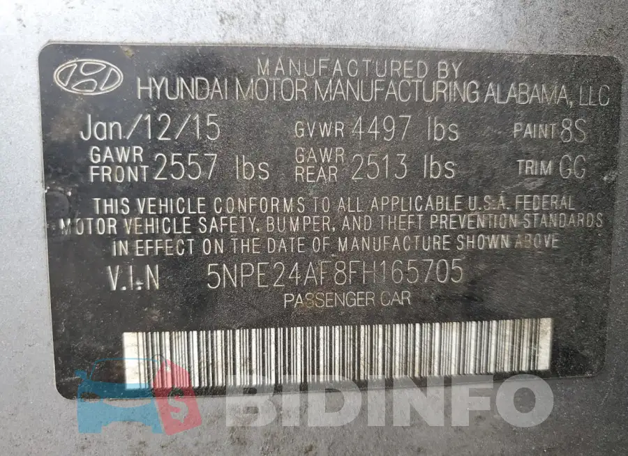 5NPE24AF8FH165705 Photo# 12