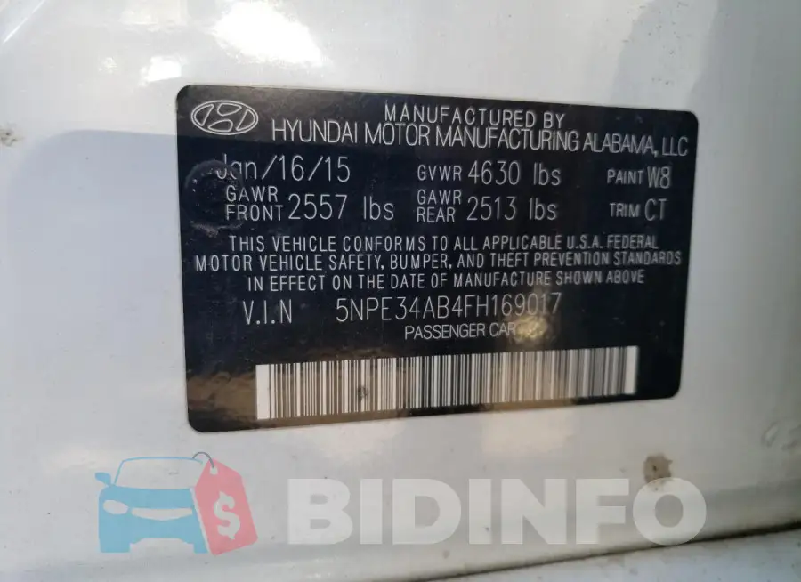 5NPE34AB4FH169017 Photo# 12