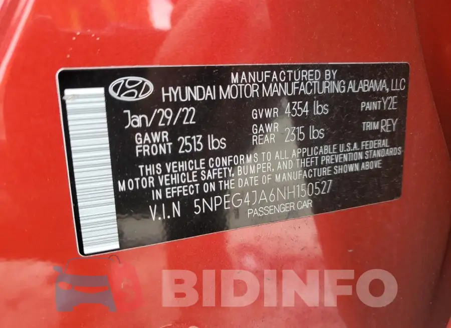 5NPEG4JA6NH150527 Photo# 12