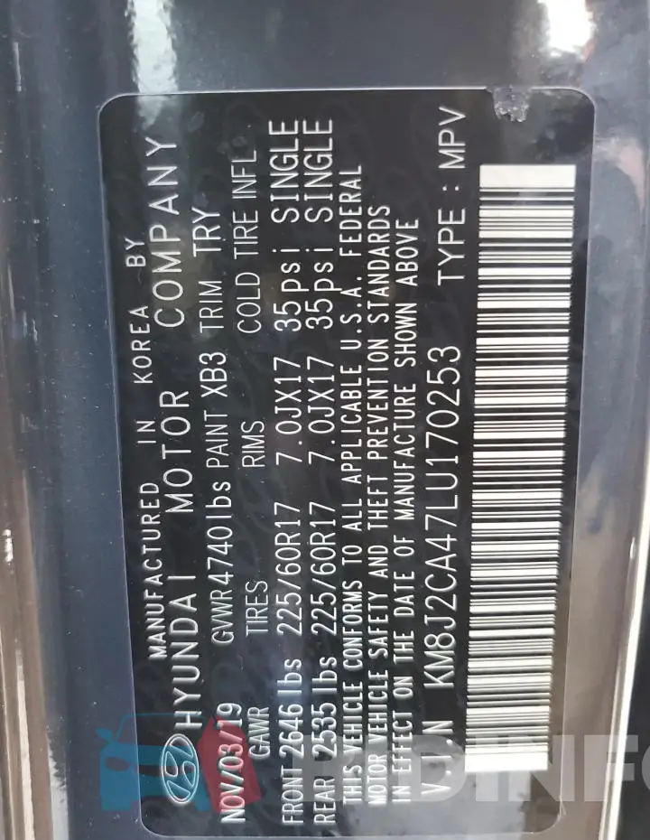 KM8J2CA47LU170253 Photo# 13